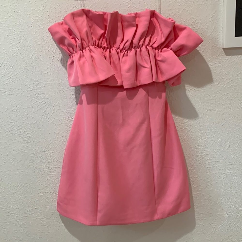 Pink ruffle mini dress